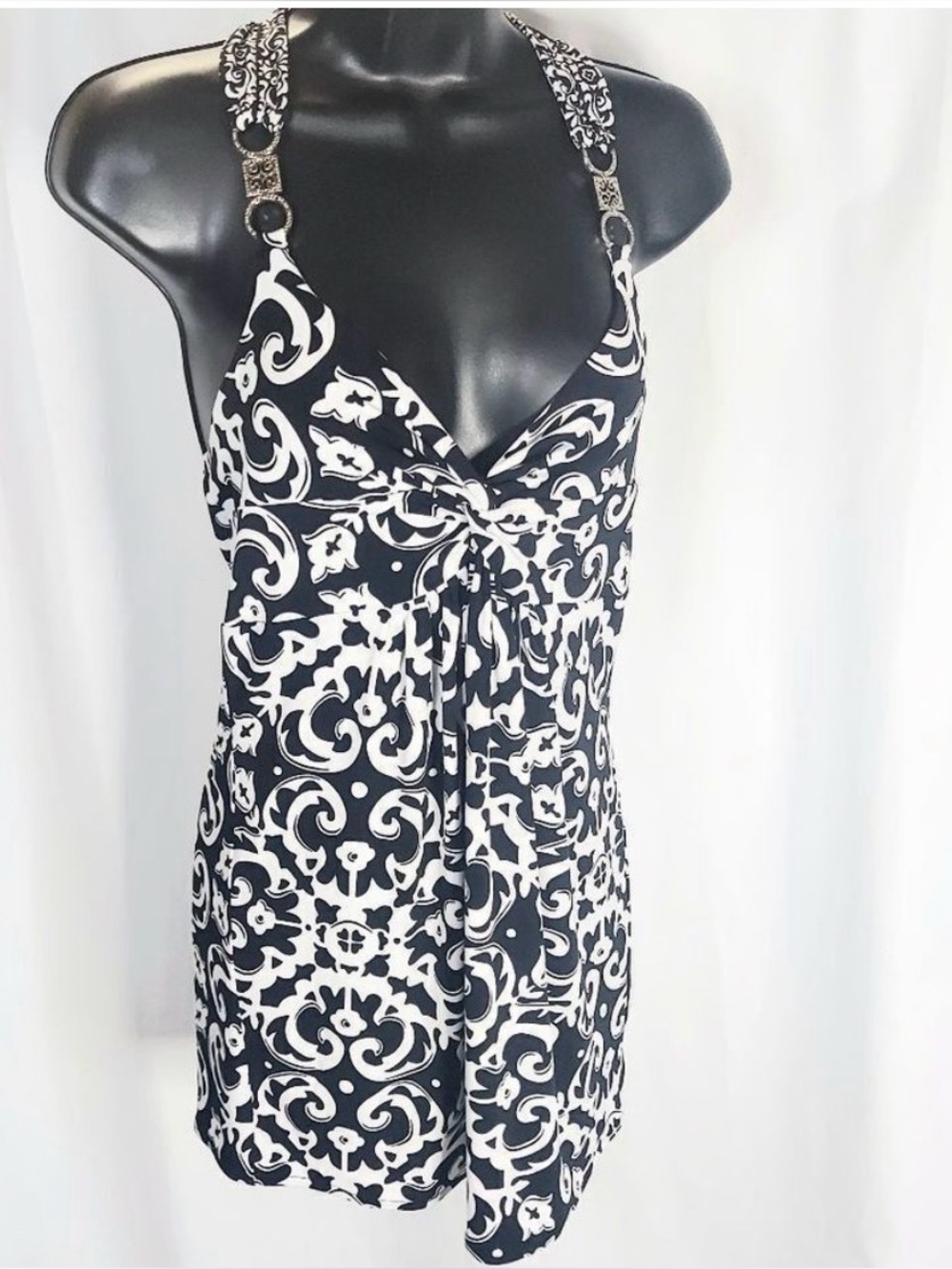 White House / Black Market Black and White Printed Halter